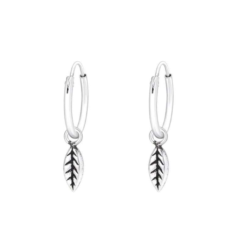 ασήμι 925 κρίκοι με κρεμαστό φύλλο oxidized