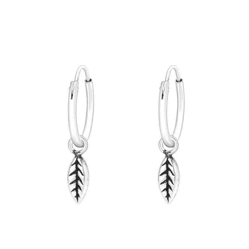 ασήμι 925 κρίκοι με κρεμαστό φύλλο oxidized