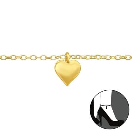 Ασήμι 925 βραχιόλι ποδιού με καρδιά Golden Heart