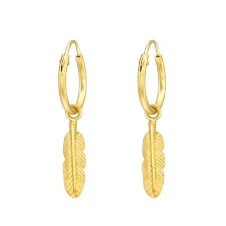ασήμι 925 κρίκοι σκουλαρίκια 13mm Golden Feather