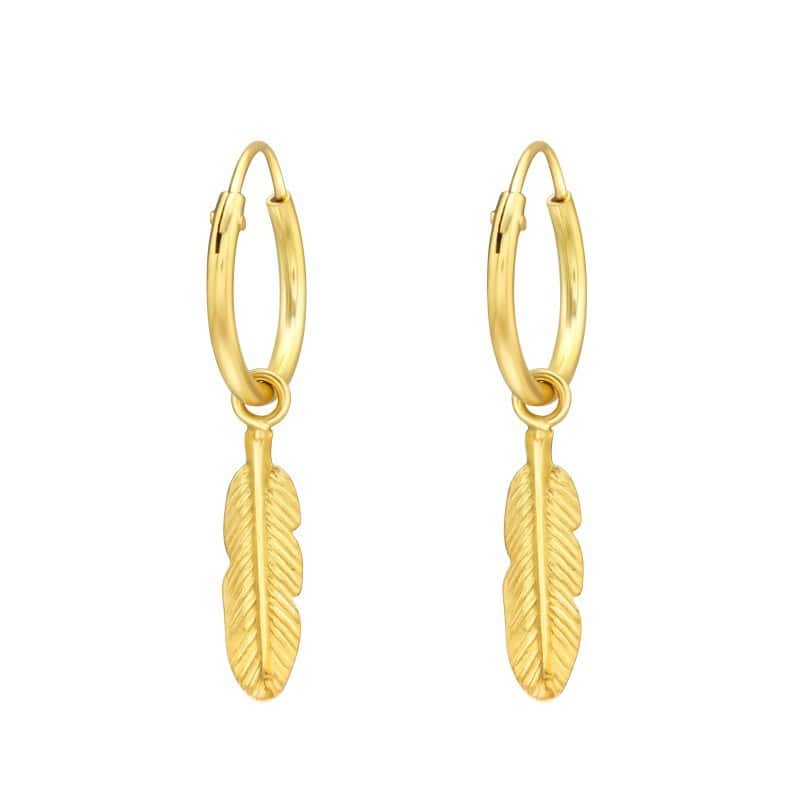 ασήμι 925 κρίκοι σκουλαρίκια 13mm Golden Feather