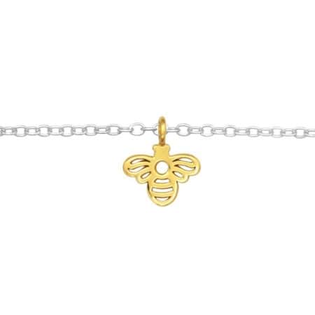 Ασήμι 925 βραχιόλι με ασημένια αλυσίδα Golden Bee