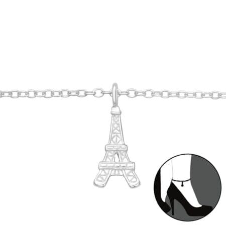 Ασήμι 925 βραχιόλι ποδιού Eiffel Tower 27 cm