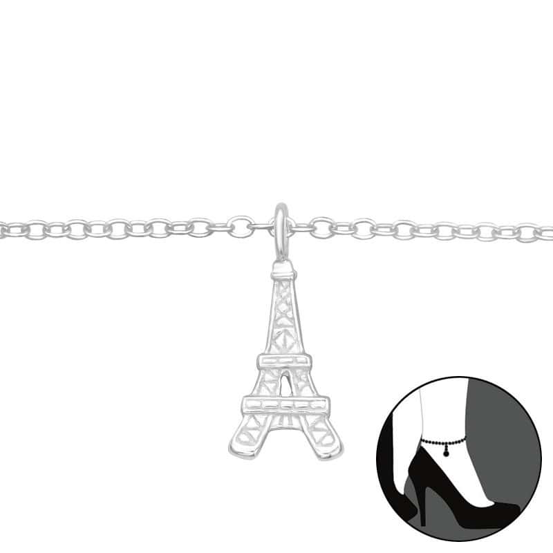 Ασήμι 925 βραχιόλι ποδιού Eiffel Tower 27 cm