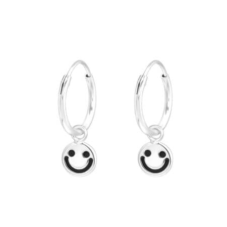 Ασήμι 925 κρίκοι παιδικοί σμάιλι emoji 6mm