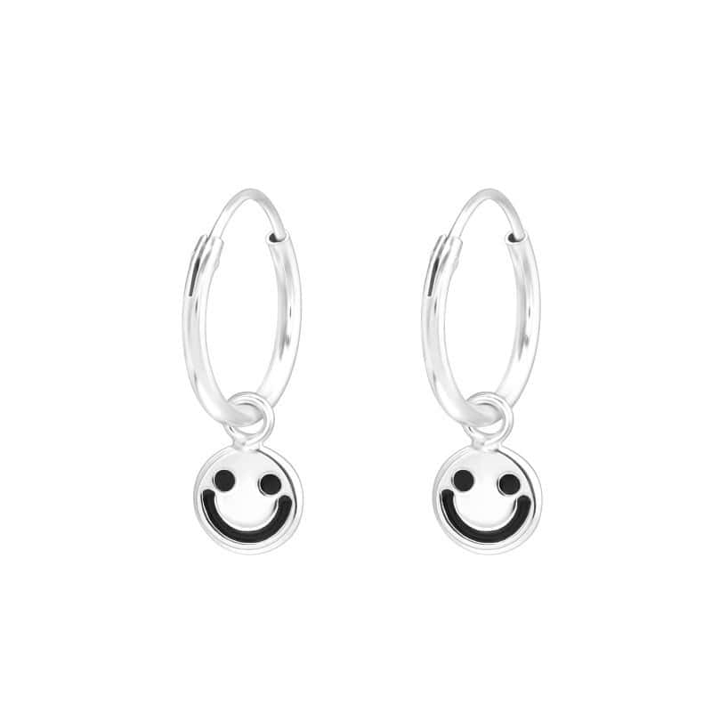 Ασήμι 925 κρίκοι παιδικοί σμάιλι emoji 6mm