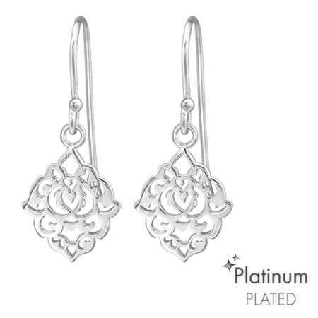 Ασήμι 925 σκουλαρίκια απλά filigree με επιμετάλλωση λευκόχρυσου