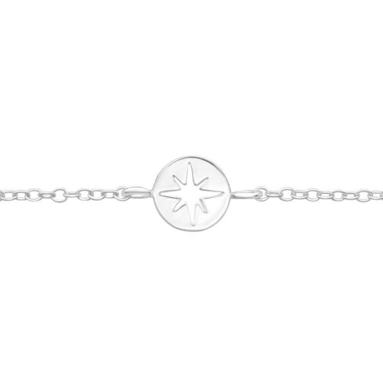 Ασήμι 925 βραχιόλι με ασημένια αλυσίδα starburst plate