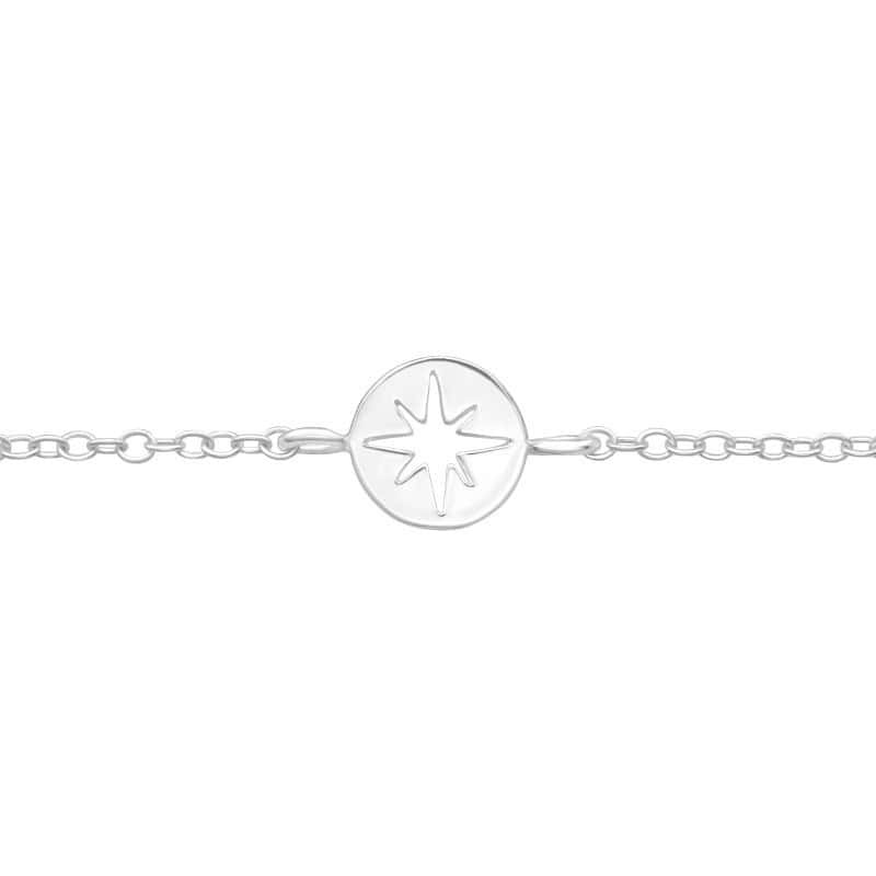 Ασήμι 925 βραχιόλι με ασημένια αλυσίδα starburst plate