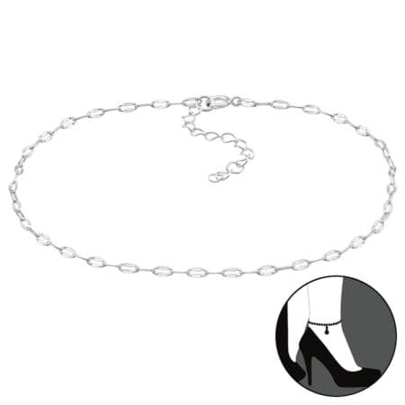 Ασήμι 925 βραχιόλι ποδιού flat chain 26cm