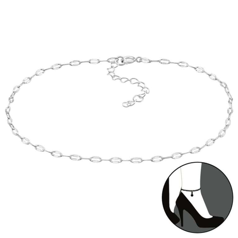 Ασήμι 925 βραχιόλι ποδιού flat chain 26cm