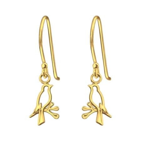 Ασήμι 925 απλά σκουλαρίκια Golden Birds 7