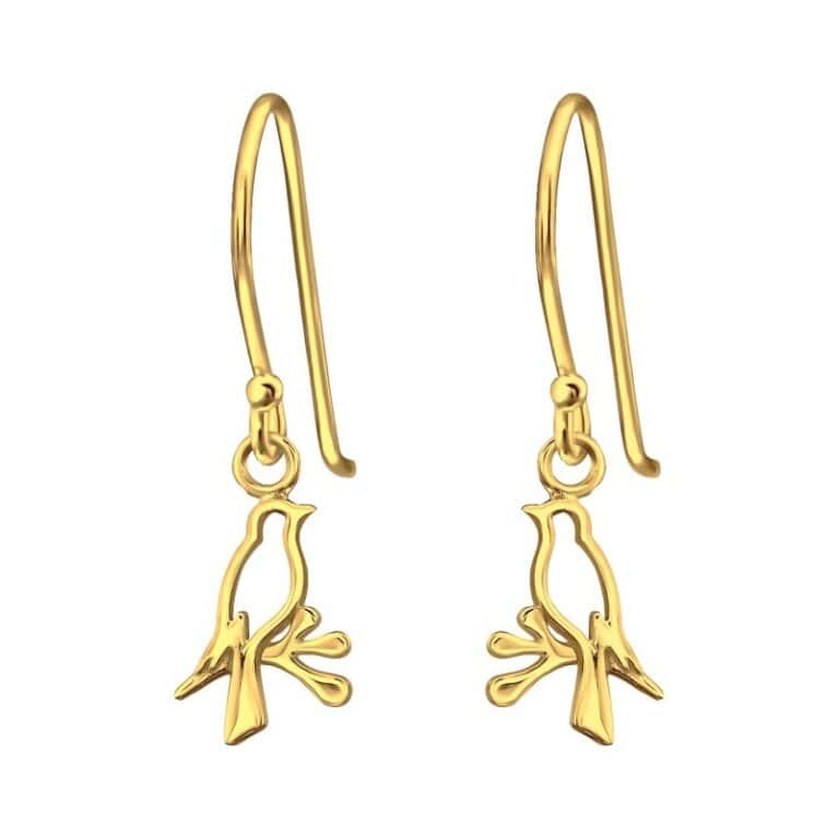 Ασήμι 925 απλά σκουλαρίκια Golden Birds 7