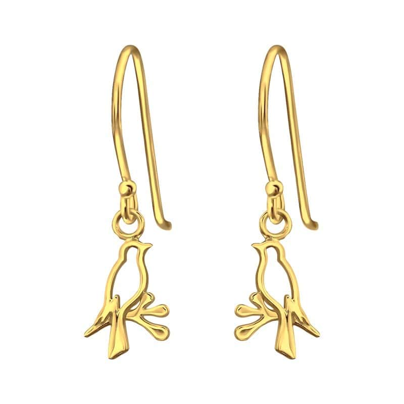 Ασήμι 925 απλά σκουλαρίκια Golden Birds 7