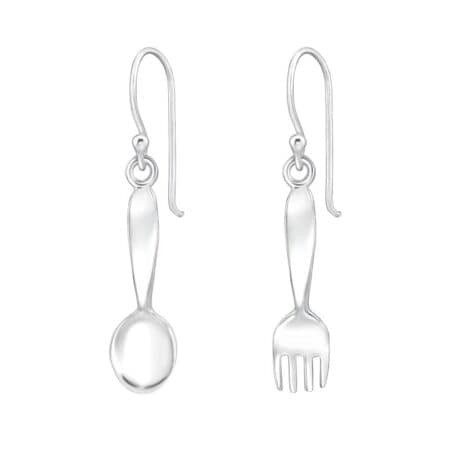 Ασήμι 925 σκουλαρίκια απλά κρεμαστά Fork & Spoon