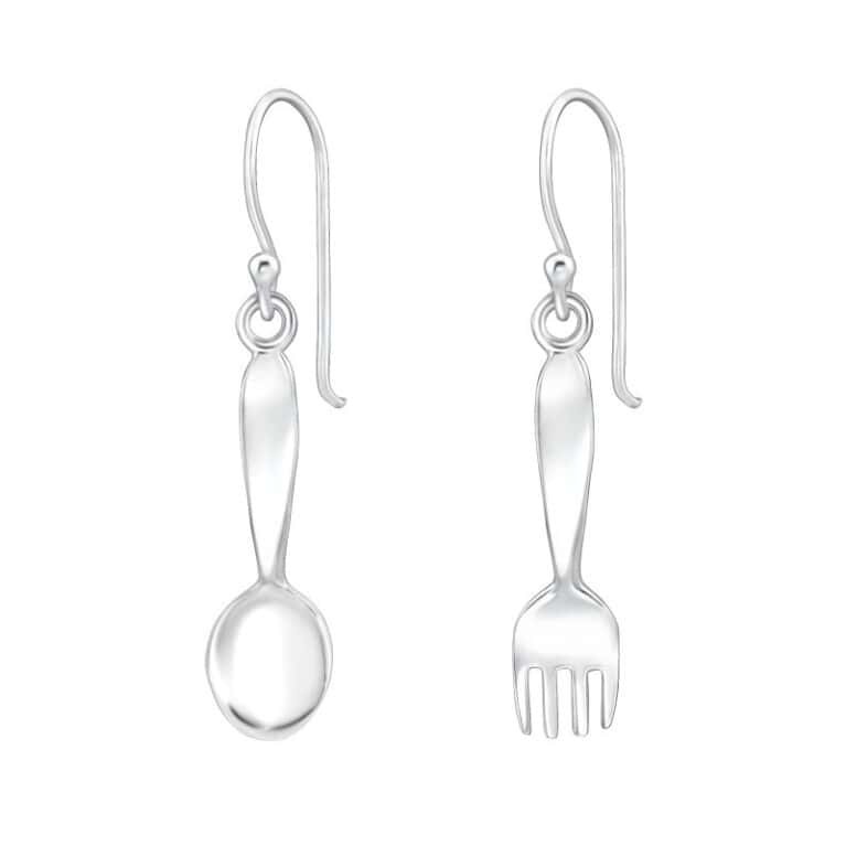Ασήμι 925 σκουλαρίκια απλά κρεμαστά Fork & Spoon