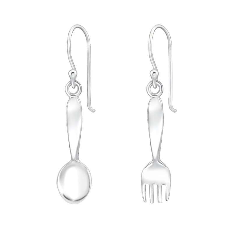 Ασήμι 925 σκουλαρίκια απλά κρεμαστά Fork & Spoon