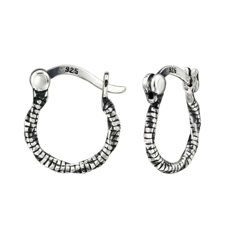 Ασήμι 925 κρίκοι σκουλαρίκια twisted oxidized A4S47878