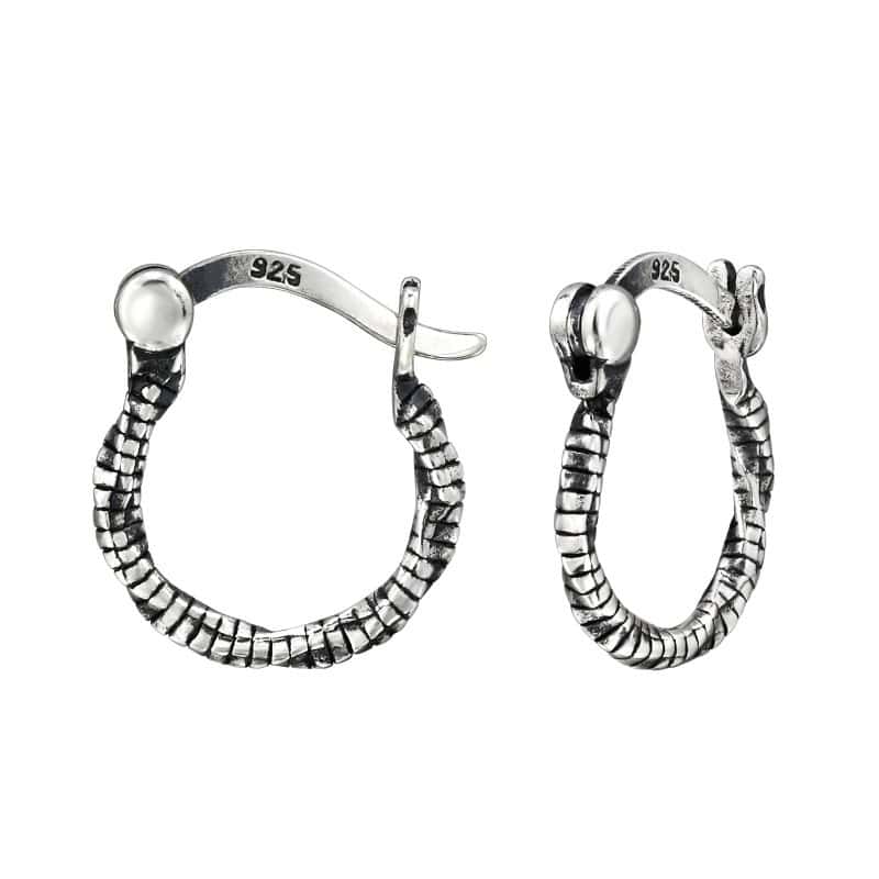 Ασήμι 925 κρίκοι σκουλαρίκια twisted oxidized A4S47878