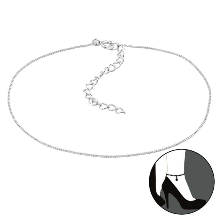 Ασήμι 925 βραχιόλι ποδιού αλυσίδα φίδι 26cm