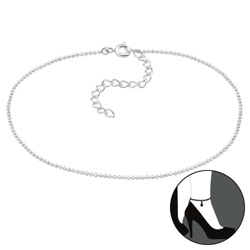 Βραχιόλι ποδιού ασήμι 925 με αλυσίδα ball chain