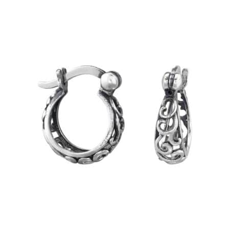 Ασήμι 925 κρίκοι σκουλαρίκια filigree οξειδωμένα 12mm