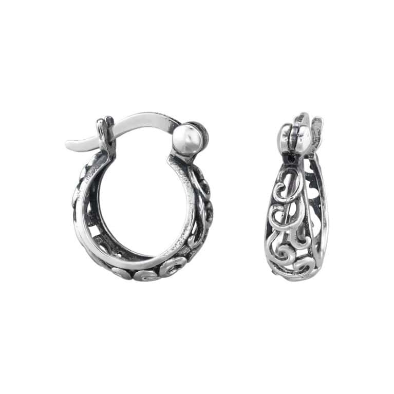 Ασήμι 925 κρίκοι σκουλαρίκια filigree οξειδωμένα 12mm