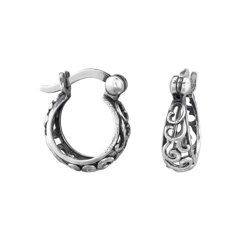 Ασήμι 925 κρίκοι σκουλαρίκια filigree οξειδωμένα 12mm