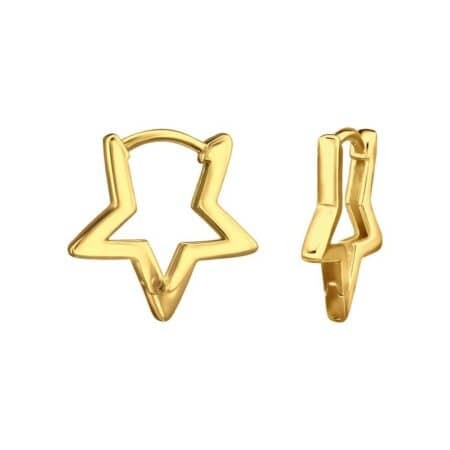 Ασήμι 925 μικροί κρίκοι σκουλαρίκια Golden Star