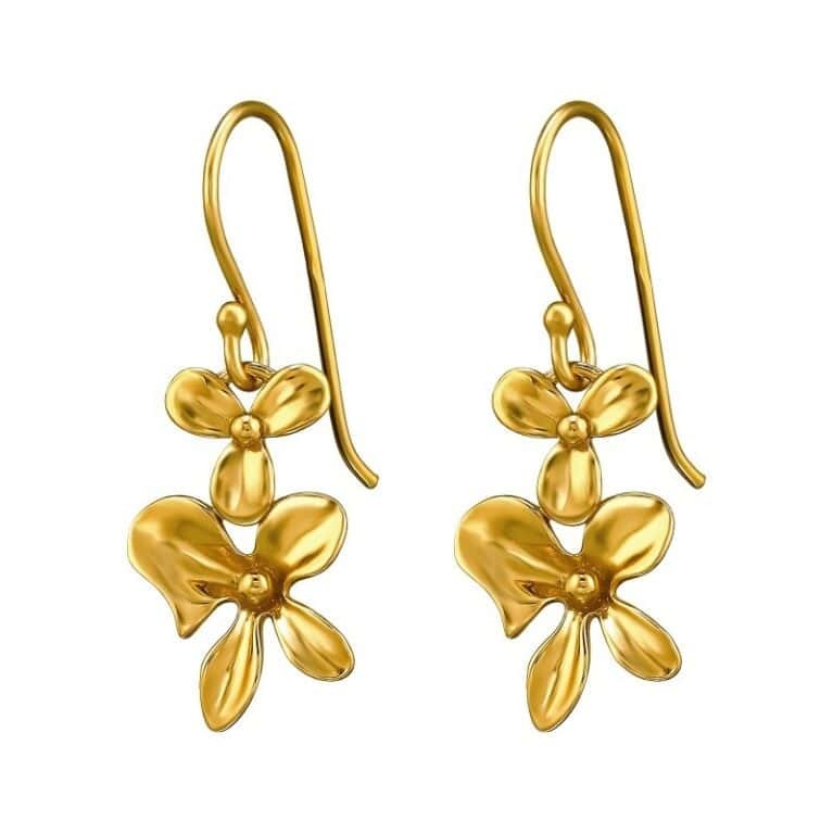 Ασήμι 925 σκουλαρίκια απλά Golden Flower 11x15 mm