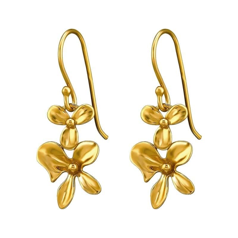 Ασήμι 925 σκουλαρίκια απλά Golden Flower 11x15 mm