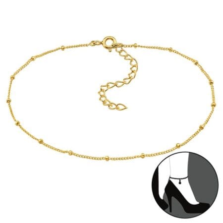 Ασήμι 925 βραχιόλι ποδιού cable chain με κυλίνδρους