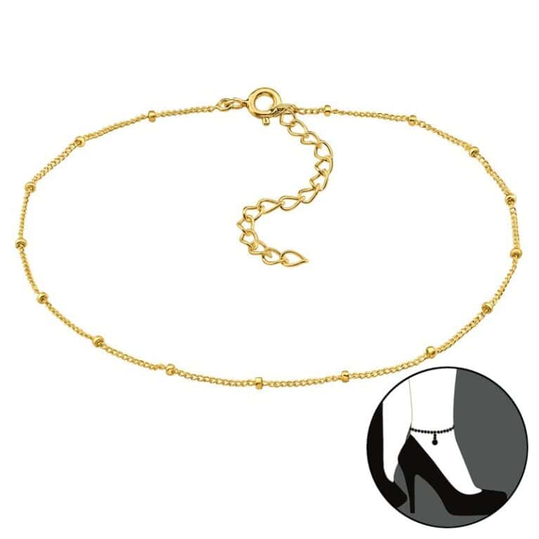 Ασήμι 925 βραχιόλι ποδιού cable chain με κυλίνδρους
