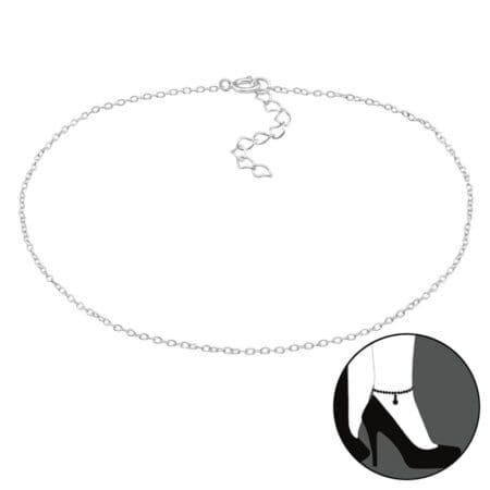 Ασήμι 925 βραχιόλι ποδιού αλυσίδα cable 25cm