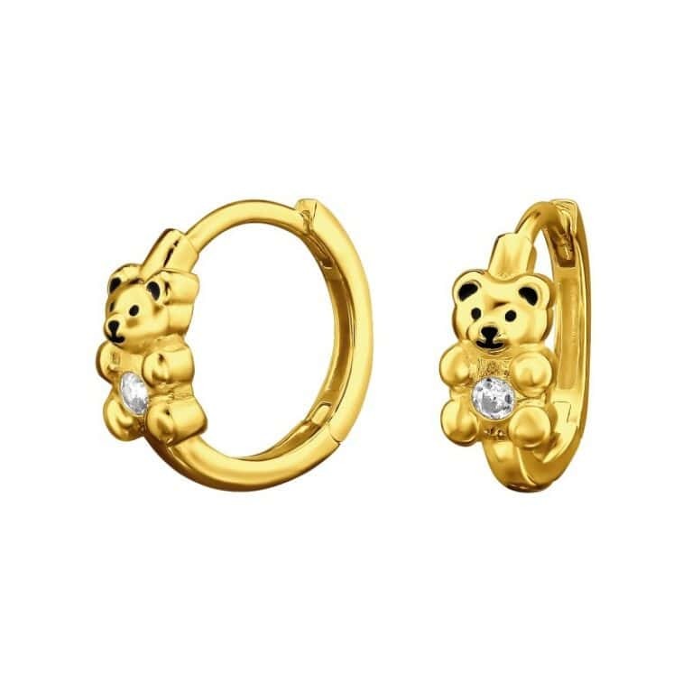 Ασήμι 925 μικροί κρίκοι Golden Bear σκουλαρίκια