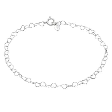 Ασήμι 925 βραχιόλι καρδιά με αλυσίδα 18 cm