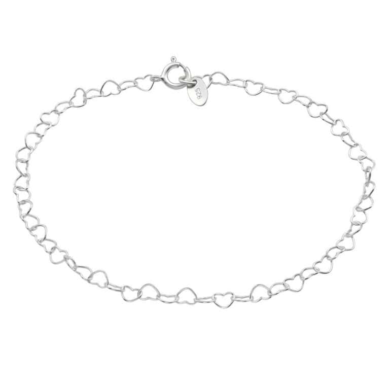 Ασήμι 925 βραχιόλι καρδιά με αλυσίδα 18 cm