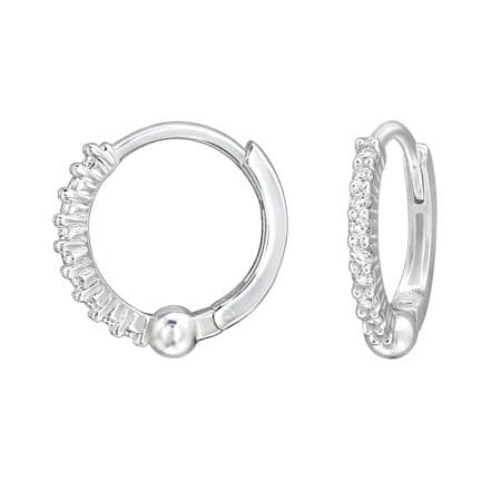 Ασήμι 925 μικροί κρίκοι με ζιργκόν minimal huggie hoops