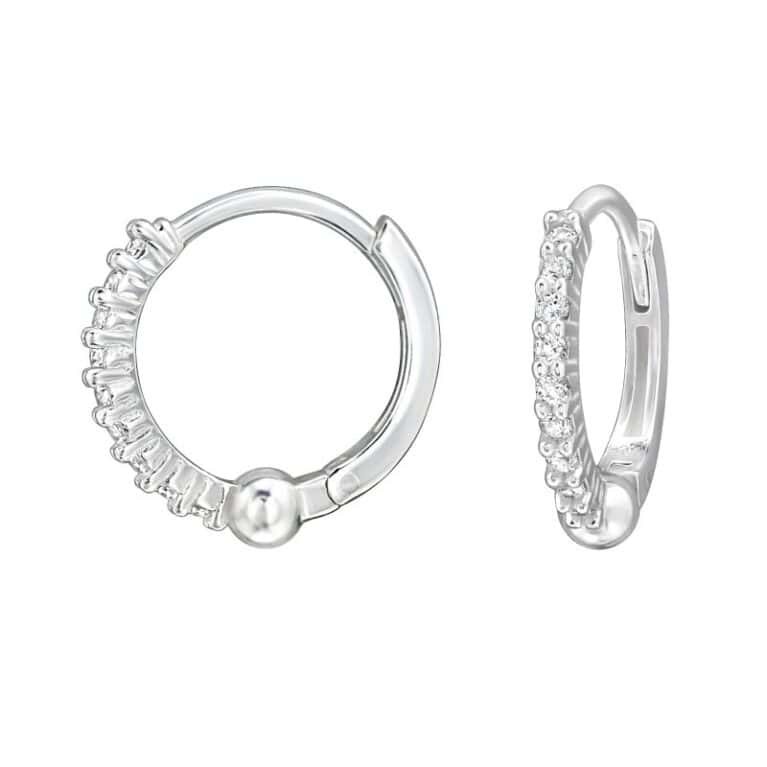 Ασήμι 925 μικροί κρίκοι με ζιργκόν minimal huggie hoops