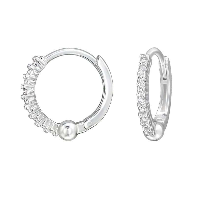 Ασήμι 925 μικροί κρίκοι με ζιργκόν minimal huggie hoops