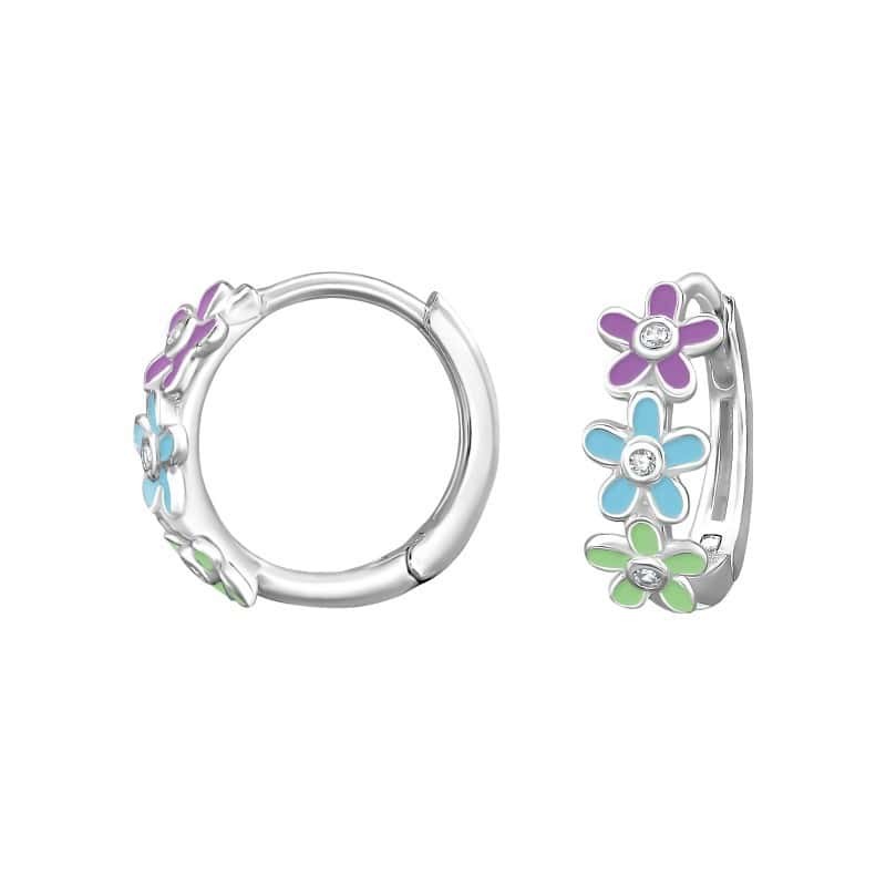 Ασήμι 925 μικροί κρίκοι Three Flowers 11mm
