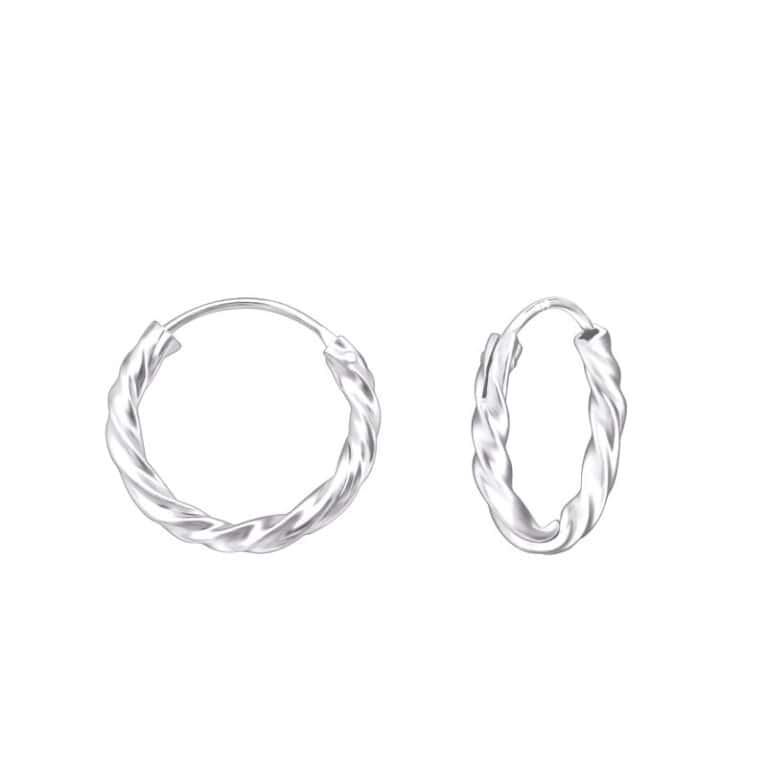 Ασήμι 925 κρίκοι twisted 14mm σκουλαρίκια