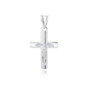 Εσταυρωμένος Ασήμι 925 με Διαμαντέ Χάραξη 26 x 13 mm – Με Αλυσίδα 42–45 cm