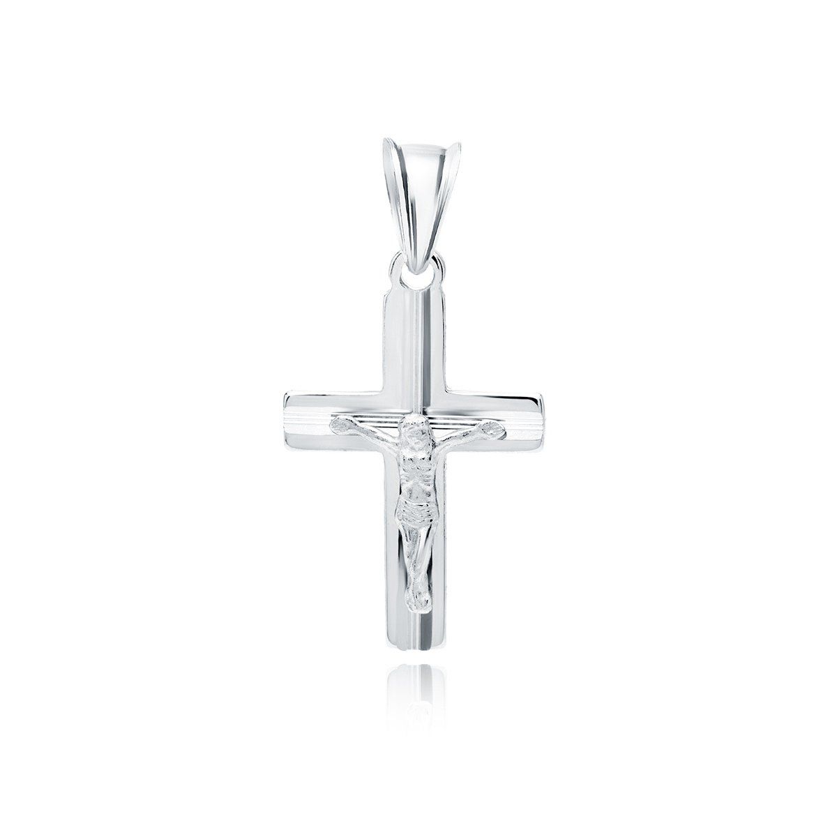 Εσταυρωμένος Ασήμι 925 με Διαμαντέ Χάραξη 26 x 13 mm – Με Αλυσίδα 42–45 cm