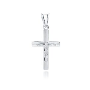 Εσταυρωμένος Ασήμι 925 με Διαμαντέ Χάραξη 28 x 14 mm – Με Αλυσίδα 42–45 cm