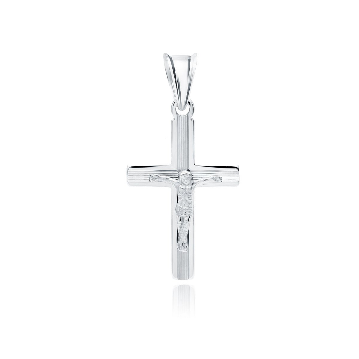 Εσταυρωμένος Ασήμι 925 με Διαμαντέ Χάραξη 28 x 14 mm – Με Αλυσίδα 42–45 cm