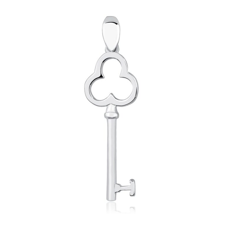 Μενταγιόν Κλειδί της Καρδιάς Ασήμι 925 Επιροδιωμένο – Με Αλυσίδα 42–45 cm