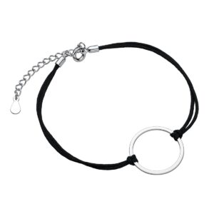 Βραχιόλι Κορδόνι με Μεγάλο Κύκλο 20 mm Ασήμι 925 σε Χρυσό 24K ή Ασημί