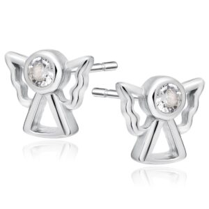 Καρφωτά Σκουλαρίκια Άγγελος 7 x 8 mm με Ζιργκόν σε Πέντε Επιλογές