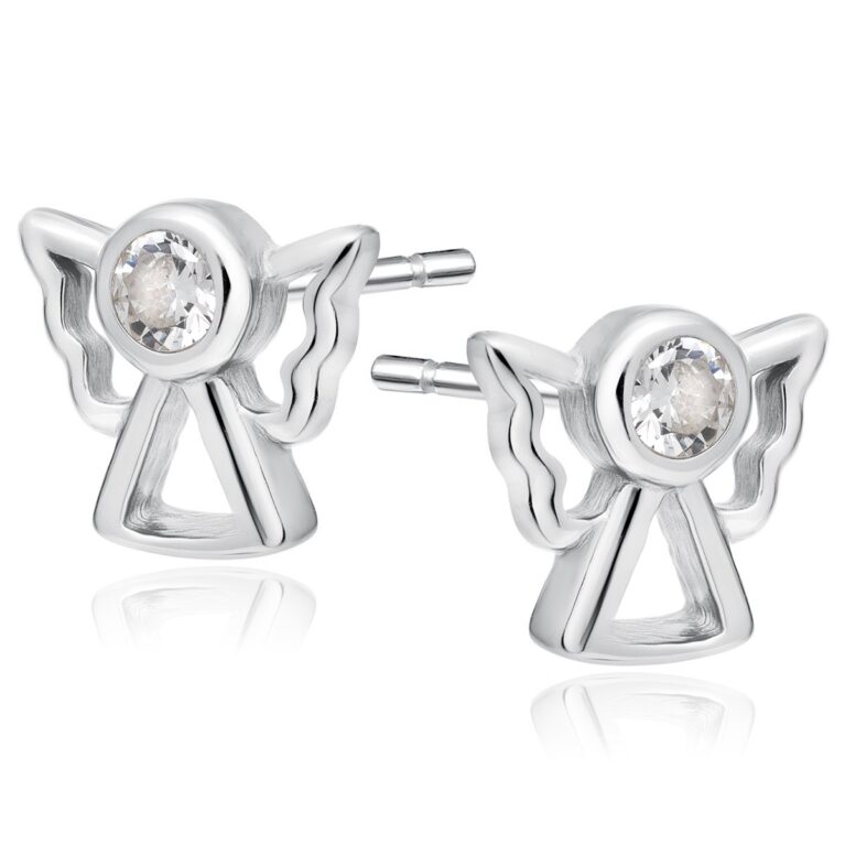 Καρφωτά Σκουλαρίκια Άγγελος 7 x 8 mm με Ζιργκόν σε Πέντε Επιλογές